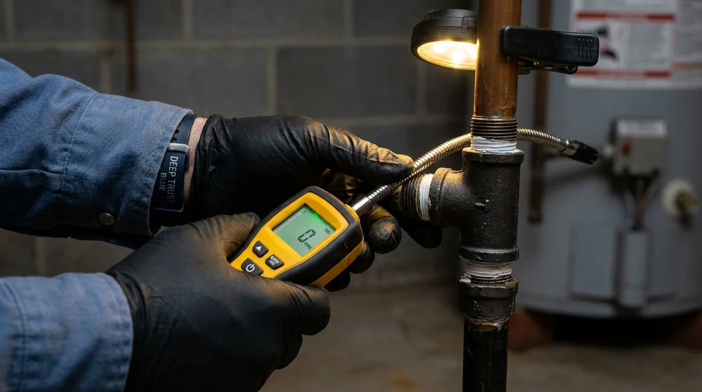 Gas leak detection with electronic sniffer by Johns Plumbing LLC in Townsend