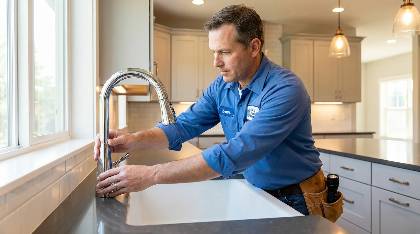 Kitchen faucet installation by Johns Plumbing LLC in Townsend
